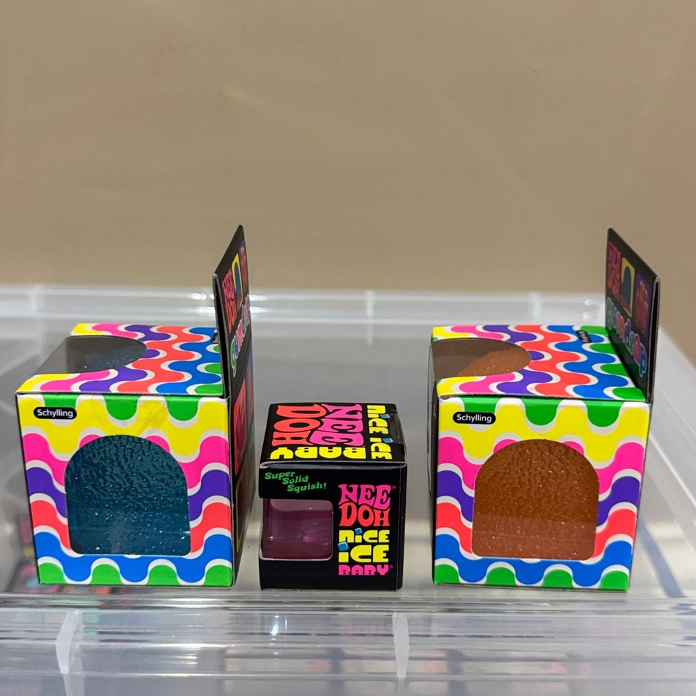 Nee Doh squishy toys: pink Mini Ice Cube and two Gum Drops - Picture 4 of 6